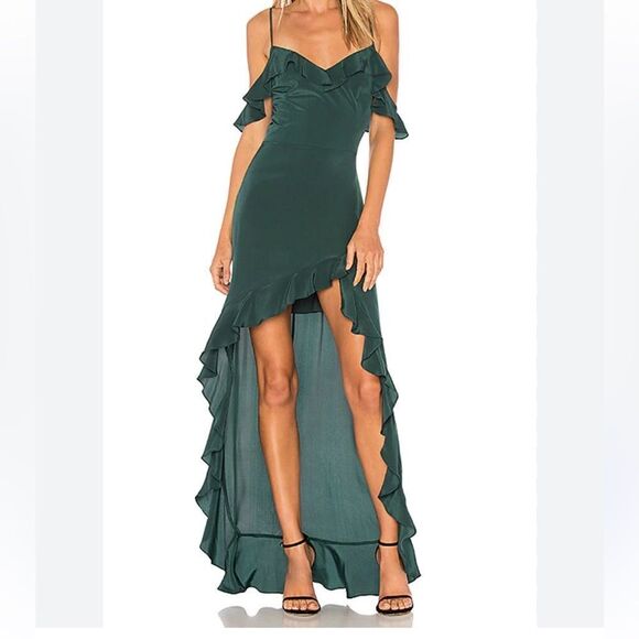 REVOLVE X Amanda Uprichard Peony Silk Maxi Dress in Green | Size M - Picture 1 of 10